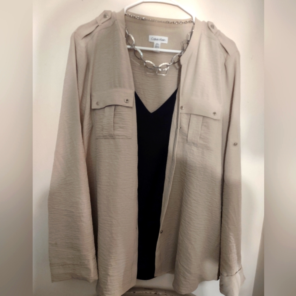 CK,Calvin Klein blouses ,they are both XL in women's black and light tan .